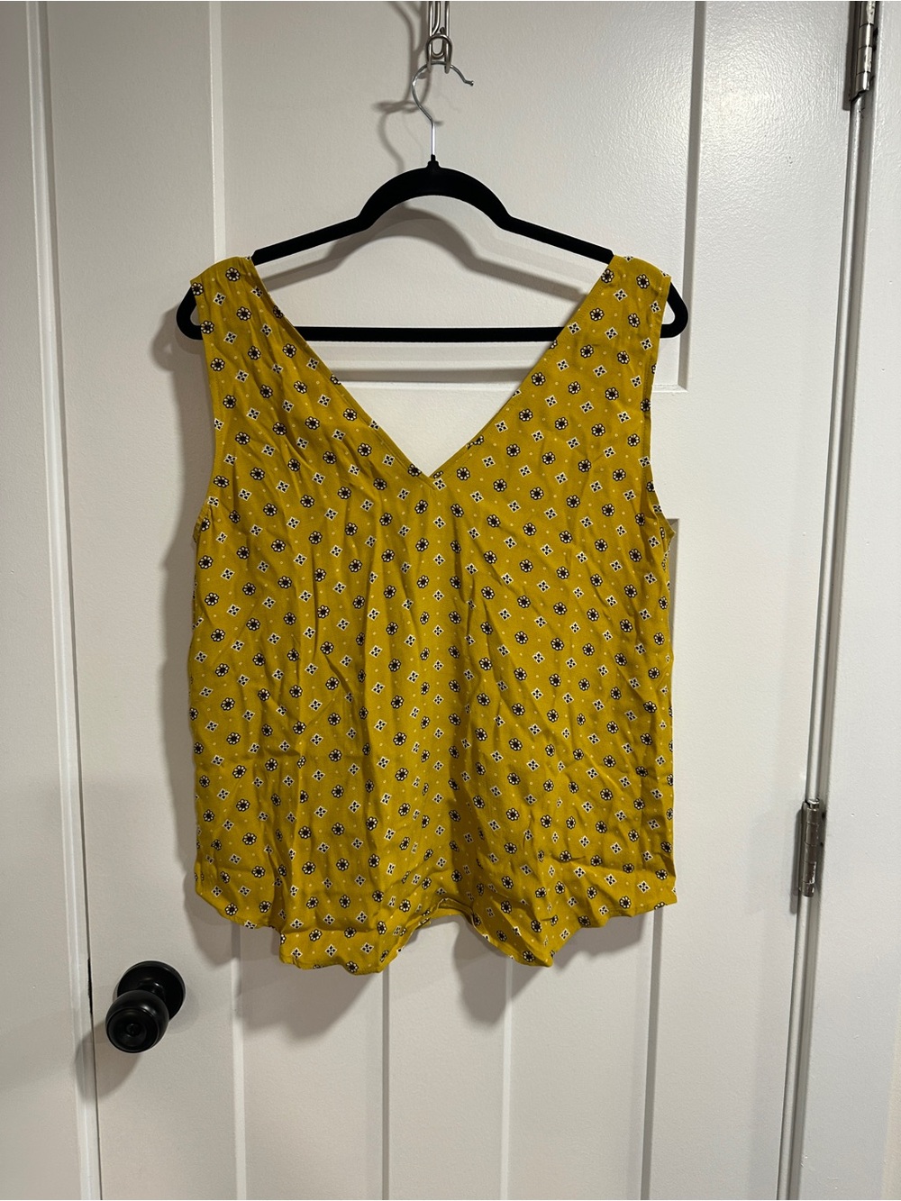 LOFT Mustard Yellow Floral V-Neck Sleeveless Camisole
